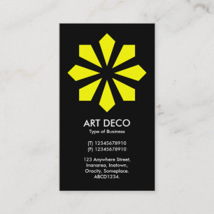 Yellow Art Deco Blume Star - Black Visitenkarte