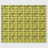 Yellow Art Deco Happy Birthday Geschenkpapier (Flach)