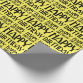 Yellow Art Deco Happy Birthday Geschenkpapier (Ecke)