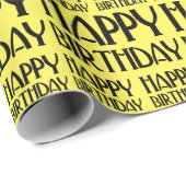 Yellow Art Deco Happy Birthday Geschenkpapier (Rolleneckpunkt)