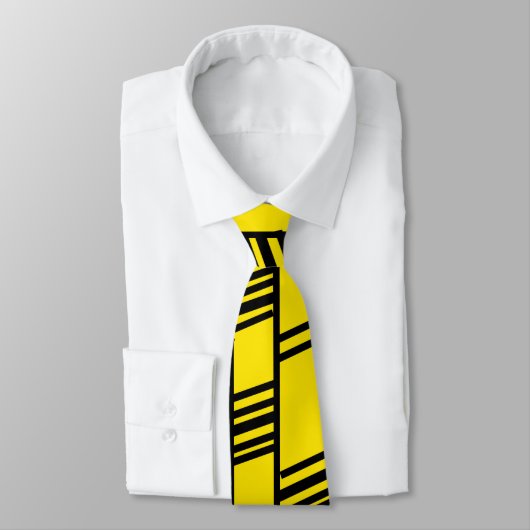 Yellow Art Deco Lines Krawatte (Gebunden)