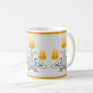 Yellow Art Nouveau Tulip Trio Kaffee Tasse