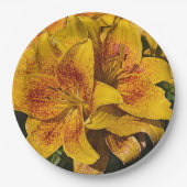 Yellow Asiatic Lily Blooms Floral Pappteller (Vorderseite)