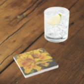 Yellow Asiatic Lily Blooms Floral Steinuntersetzer