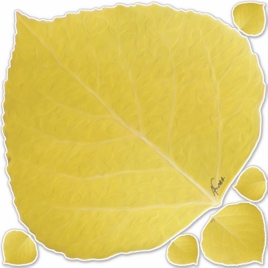 Yellow Aspen Leaf #5 Aufkleber (Vorderseite)