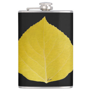 Yellow Aspen Leaf #5 Flachmann
