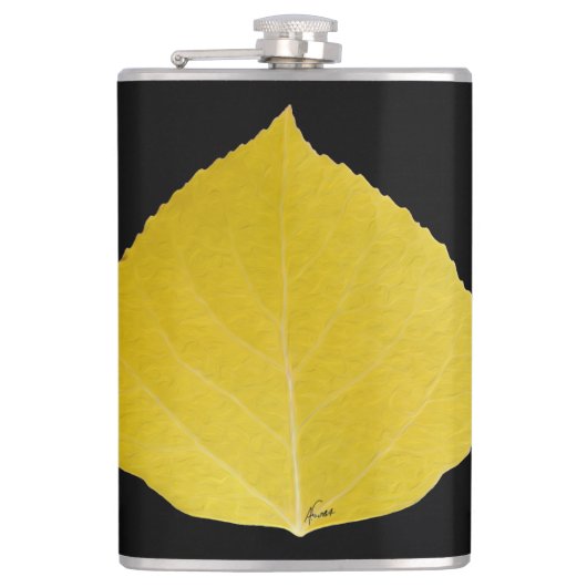 Yellow Aspen Leaf #5 Flachmann (Vorderseite)