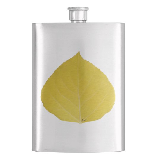 Yellow Aspen Leaf #5 Flachmann (Vorderseite)