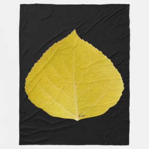 Yellow Aspen Leaf #5 Fleecedecke
