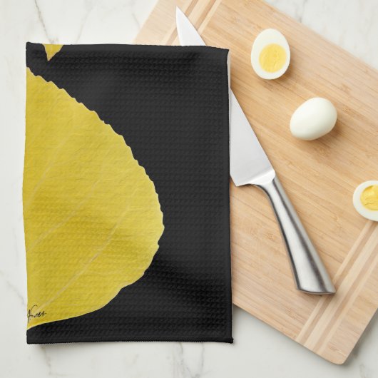 Yellow Aspen Leaf #5 Geschirrtuch (Viertel Falte)