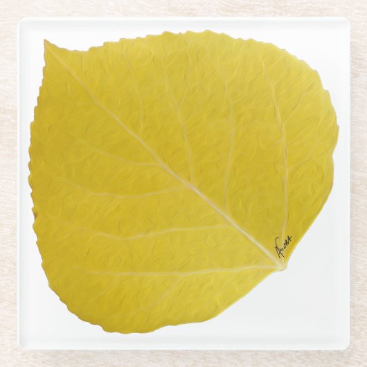 Yellow Aspen Leaf #5 Glasuntersetzer (Vorderseite)