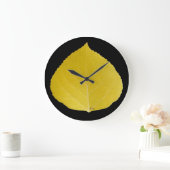 Yellow Aspen Leaf #5 Große Wanduhr (Zuhause)