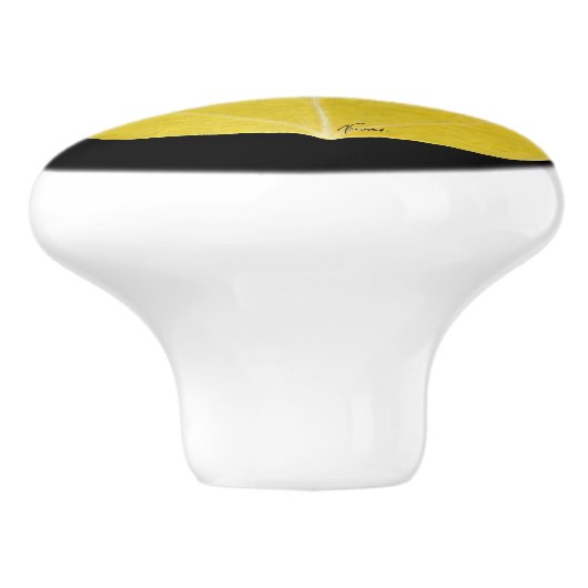 Yellow Aspen Leaf #5 Keramikknauf (Seitenansicht)