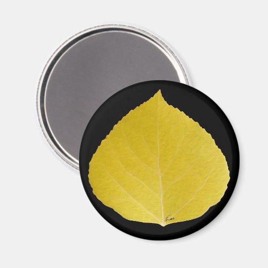 Yellow Aspen Leaf #5 Magnet (Vorderseite/Rückseite)