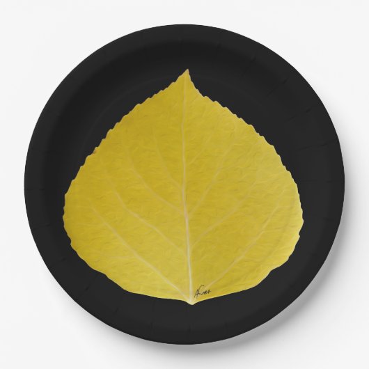 Yellow Aspen Leaf #5 Pappteller (Vorderseite)