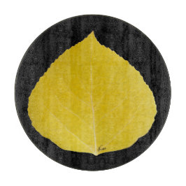 Yellow Aspen Leaf #5 Schneidebrett