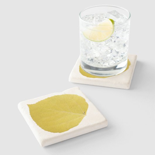 Yellow Aspen Leaf #5 Steinuntersetzer (Seitenansicht)