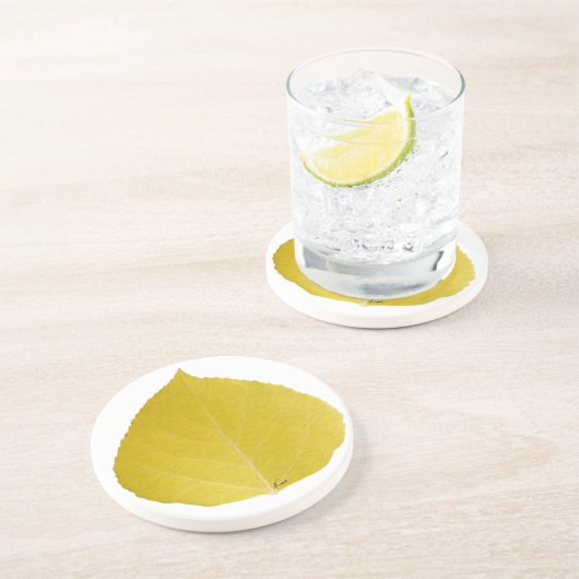 Yellow Aspen Leaf #5 Untersetzer (Seite)