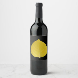 Yellow Aspen Leaf #5 Weinetikett