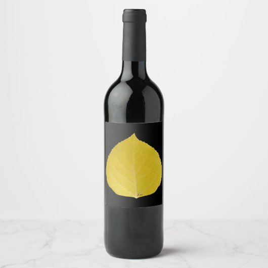 Yellow Aspen Leaf #5 Weinetikett (Vorderseite)