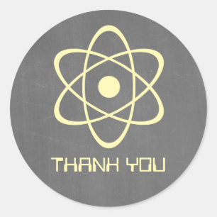 Yellow Atomic Chalkboard Danke Stickers