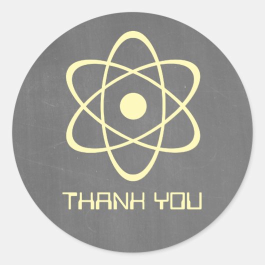 Yellow Atomic Chalkboard Danke Stickers (Vorderseite)