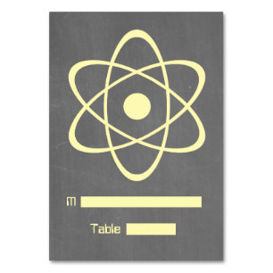 Yellow Atomic Chalkboard-Platzkarte Tischnummer