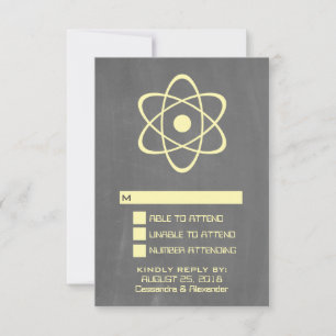 Yellow Atomic Chalkboard Response Card RSVP Karte