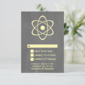 Yellow Atomic Chalkboard Response Card RSVP Karte (Stehend Vorderseite)
