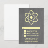 Yellow Atomic Chalkboard Response Card RSVP Karte (Vorne/Hinten)