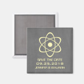 Yellow Atomic Chalkboard Save the Date Magnet (Vorderseite/Rückseite)