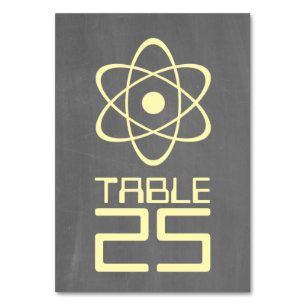 Yellow Atomic Chalkboard Table Card Tischnummer