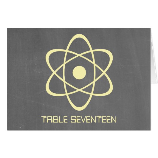 Yellow Atomic Chalkboard Tischnummer Card (Vorderseite (Horizontal))