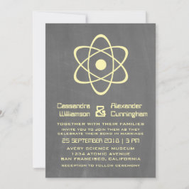 Yellow Atomic Chalkboard Wedding Invite Einladung