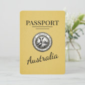 Yellow Australia Passport Save the Date (Stehend Vorderseite)