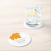 Yellow Autumn Maple Leaf Wedding Party Runder Pappuntersetzer (Vor Ort)