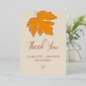 Yellow Autumn Maple Leaf Wedding Vielen Dank Folieneinladung (Stehend vorne)