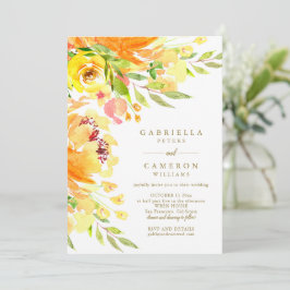 Yellow Autumn Watercolor Floral Elegant Wedding Einladung