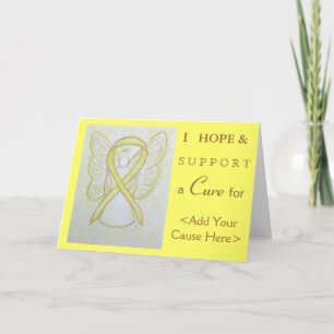 Yellow Awareness Ribbon Angel Art Grußkarten Karte