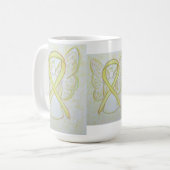 Yellow Awareness Ribbon Angel Art Tasse (Vorderseite Links)