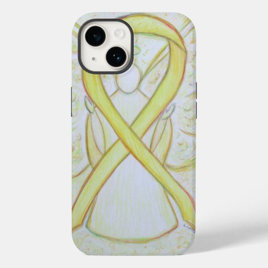 Yellow Awareness Ribbon Angel Custom iPhone Case (Rückseite)