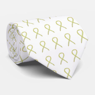 Yellow Awareness Ribbon Custom Art Apparel Krawatt Krawatte