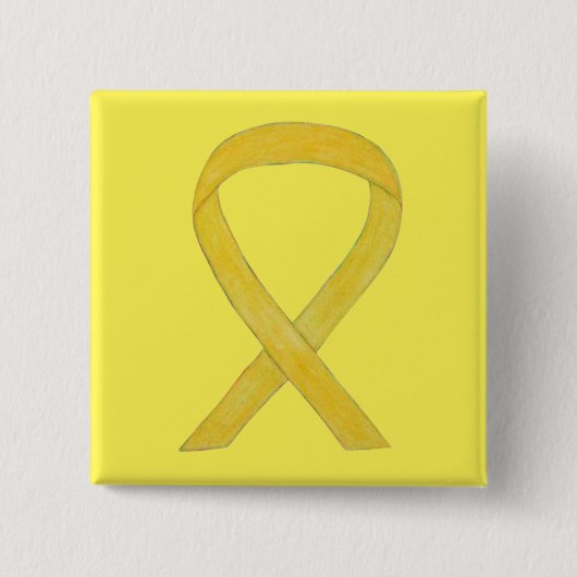 Yellow Awareness Ribbon Custom Art Buttone Button (Vorderseite)