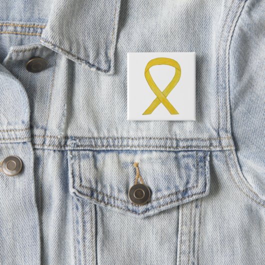 Yellow Awareness Ribbon Custom Art Buttone Button (Beispiel)