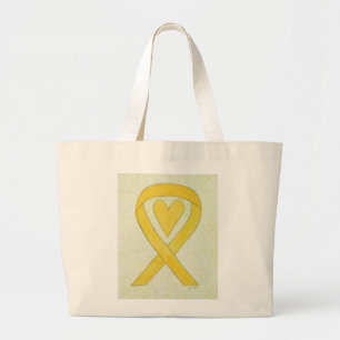 Yellow Awareness Ribbon Custom Art Toag Jumbo Stoffbeutel