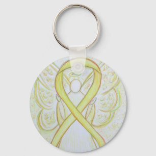 Yellow Awareness Ribbon Engel Custom Art Schlüssel Schlüsselanhänger