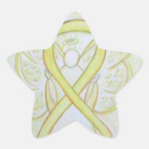 Yellow Awareness Ribbon Engel Custom Art Stickers