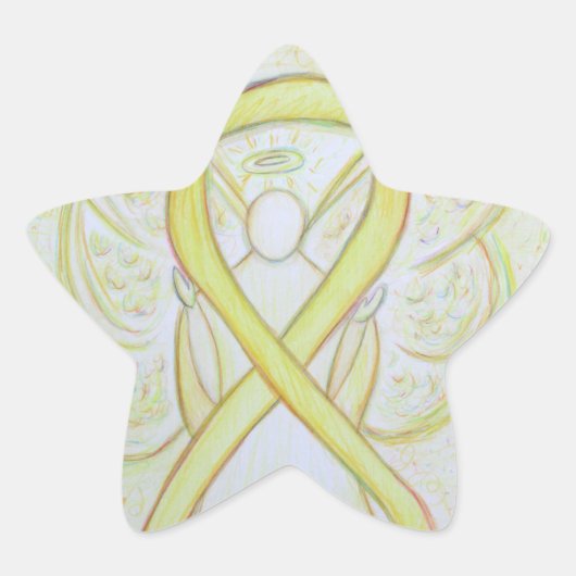 Yellow Awareness Ribbon Engel Custom Art Stickers (Vorderseite)