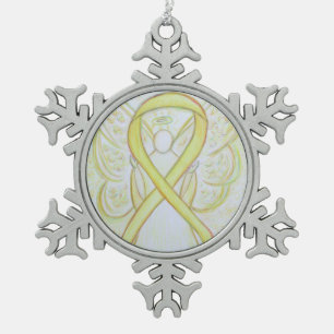 Yellow Awareness Ribbon Engel Maßgeschneiderte Ein Schneeflocken Zinn-Ornament