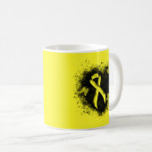 Yellow Awareness Ribbon Grunge Herz Kaffeetasse (VorderseiteRechts)